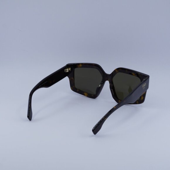 Fendi FE40162F 52E Sunglasses Dark Havana Geometric Frame, Brown Lenses - Picture 5 of 12